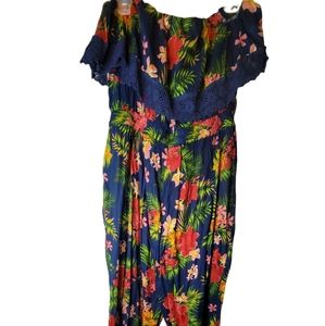 Love by Chesley Plus Size Floral Halter Jumpsuit 2X